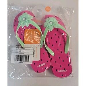 Girl's Gymboree Strawberry Flip Flops Big Kid Size 2-3 - NWT